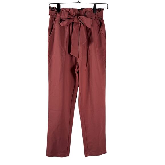 Grace Karin Women's Tan Stretch High Rise Stretch Straight Paper Bag Pant Size S - Picture 1 of 9